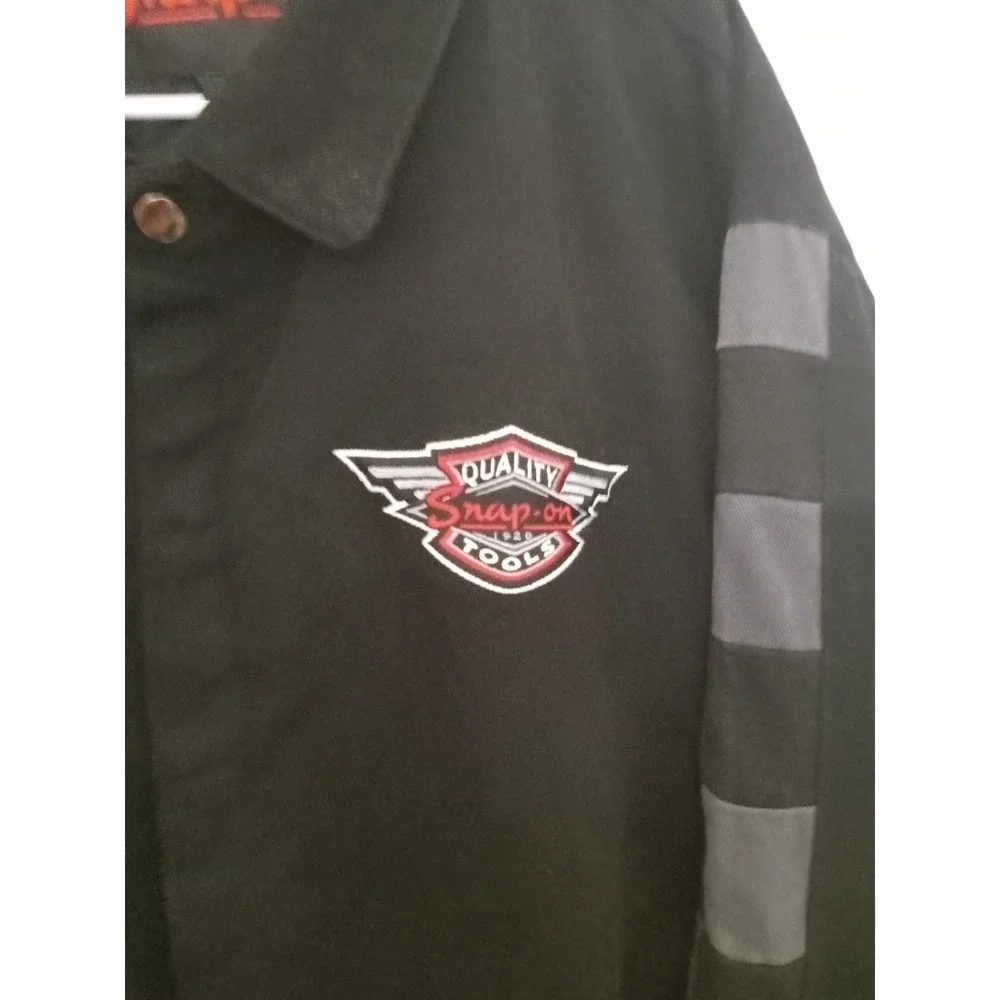 Snap On Tools Mens Mechanic Work Winter Jacket Black Checkered Sleeves Large